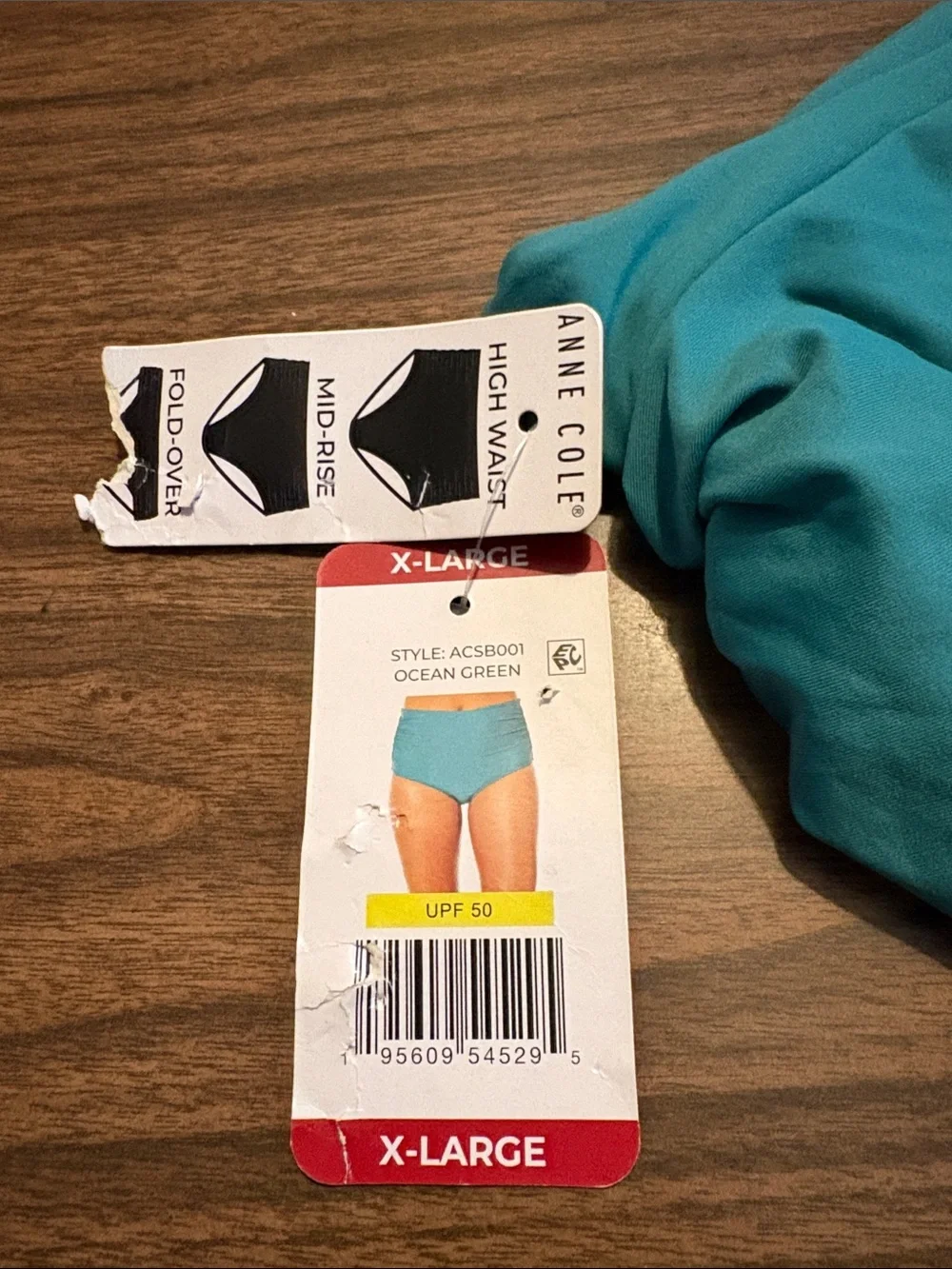NEW Anne Cole XL Ocean Green High Waist Swim Bottoms NWT